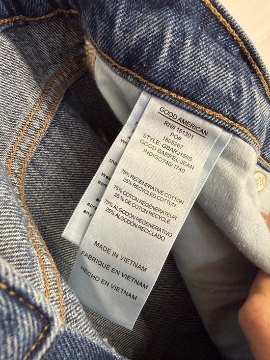 Good American Good Barrel Relaxed High Rise Wide Tapered Denim Jeans 4 27w/32L - Picture 15 of 17